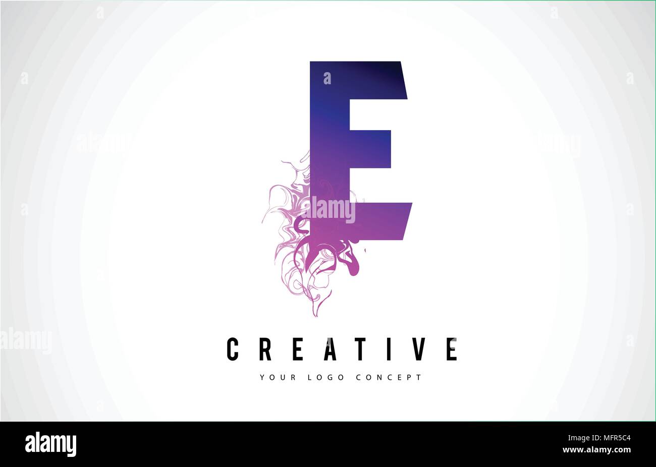 E Purple Letter Logo Design with Creative Liquid Effect Flowing Vector Illustration. Stock Vector
