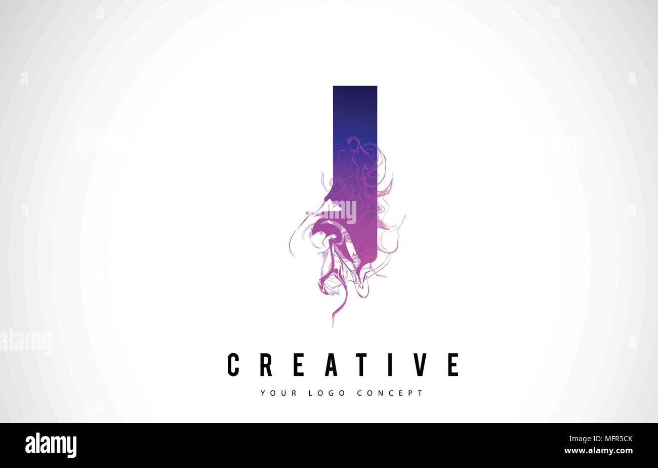 I Purple Letter Logo Design with Creative Liquid Effect Flowing Vector Illustration. Stock Vector