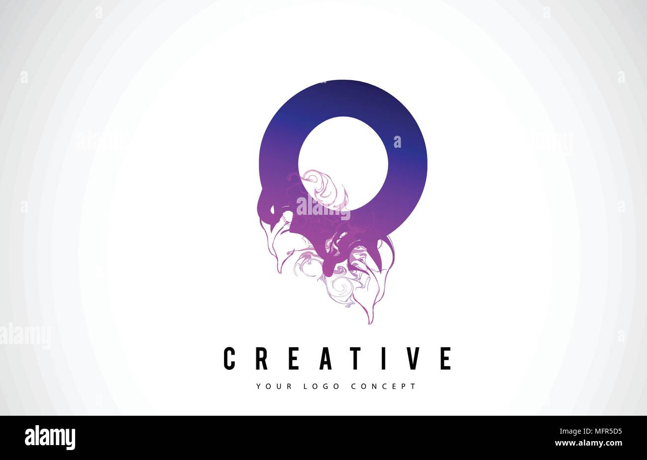 O Purple Letter Logo Design with Creative Liquid Effect Flowing Vector Illustration. Stock Vector