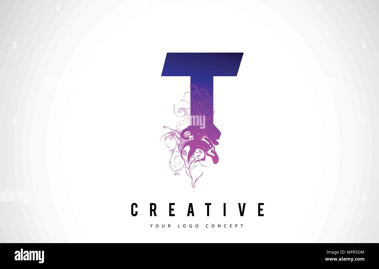 T Purple Letter Logo Design with Creative Liquid Effect Flowing Vector ...