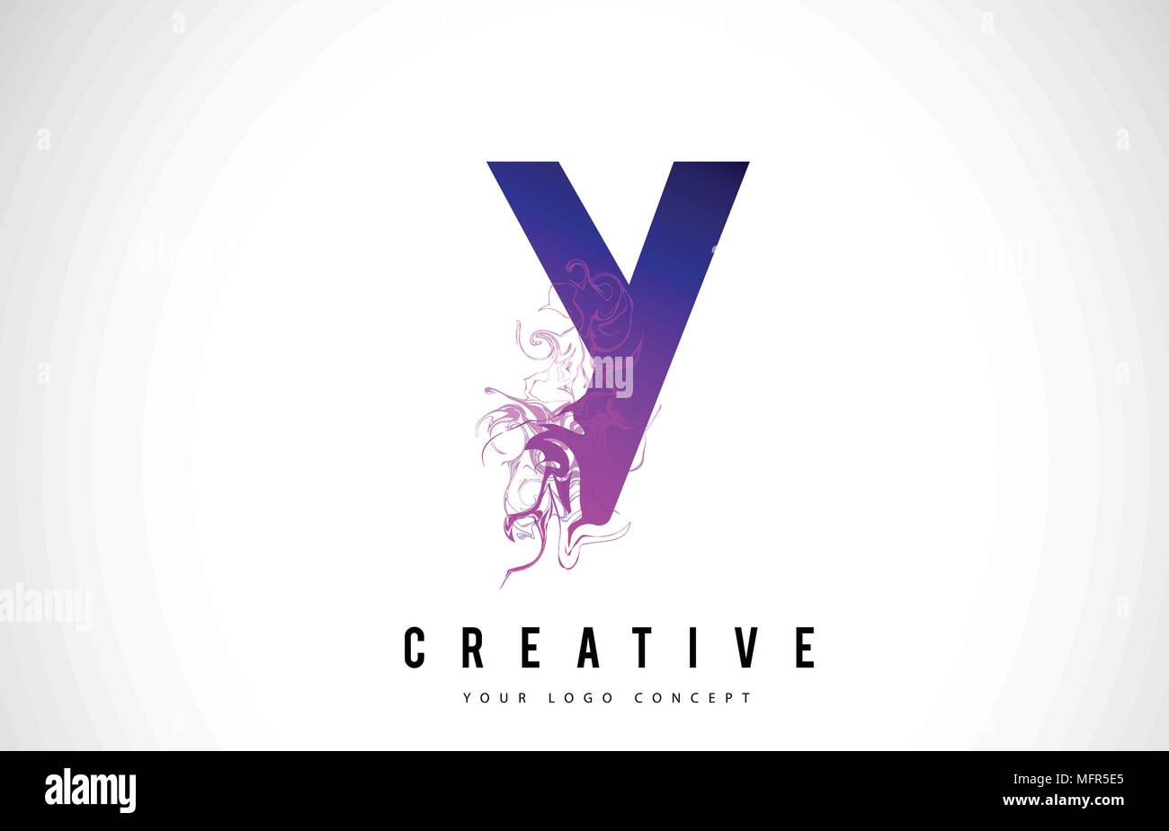Y Purple Letter Logo Design with Creative Liquid Effect Flowing Vector ...