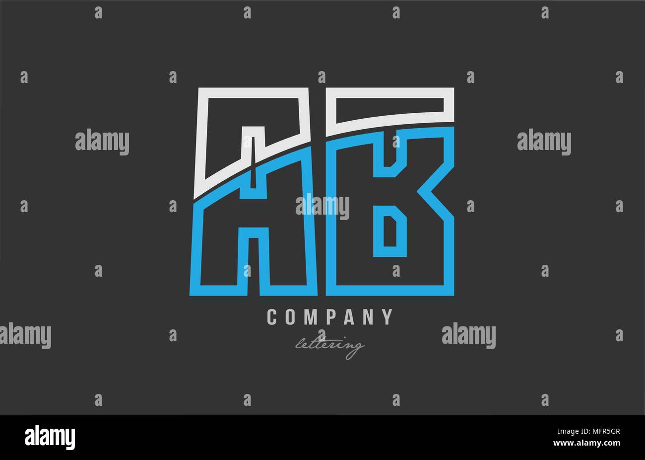 white blue alphabet letter ab a b logo combination design on black ...