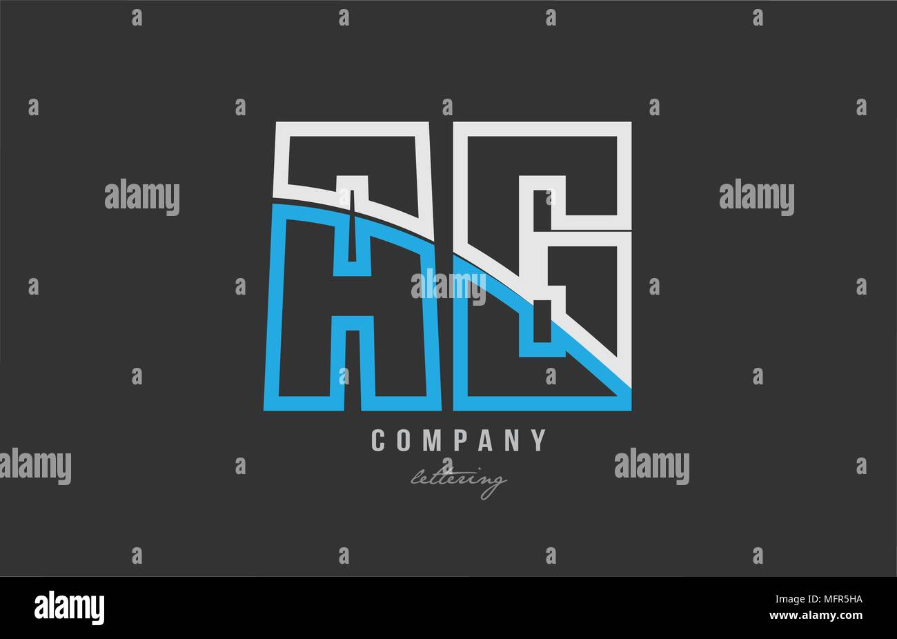 white blue alphabet letter ag a g logo combination design on black ...