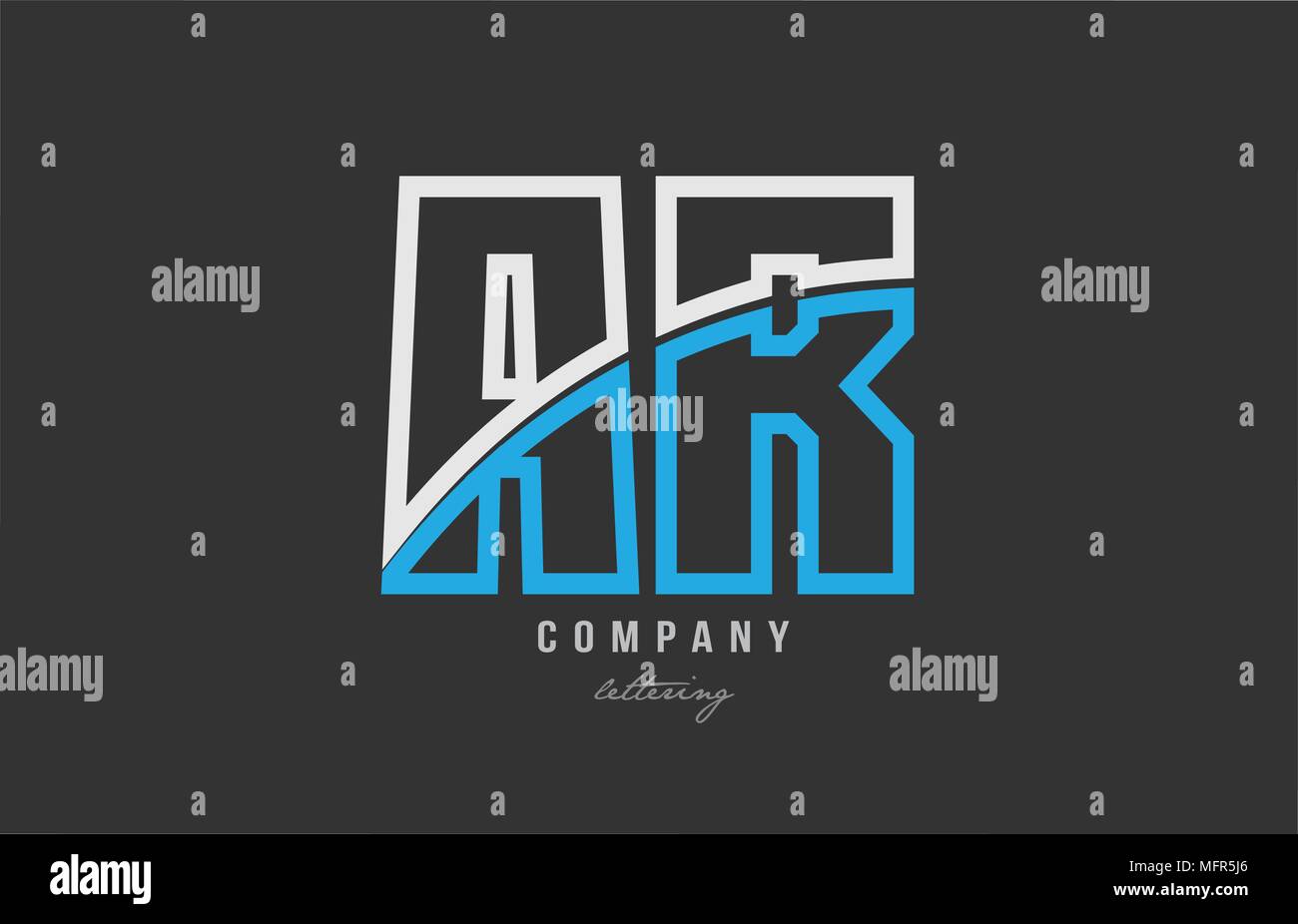 white blue alphabet letter ar a r logo combination design on black ...