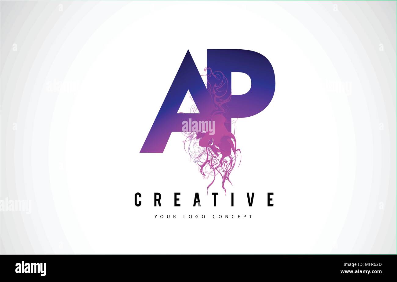 AP A P Purple Letter Logo Design with Creative Liquid Effect Flowing Vector Illustration. Stock Vector