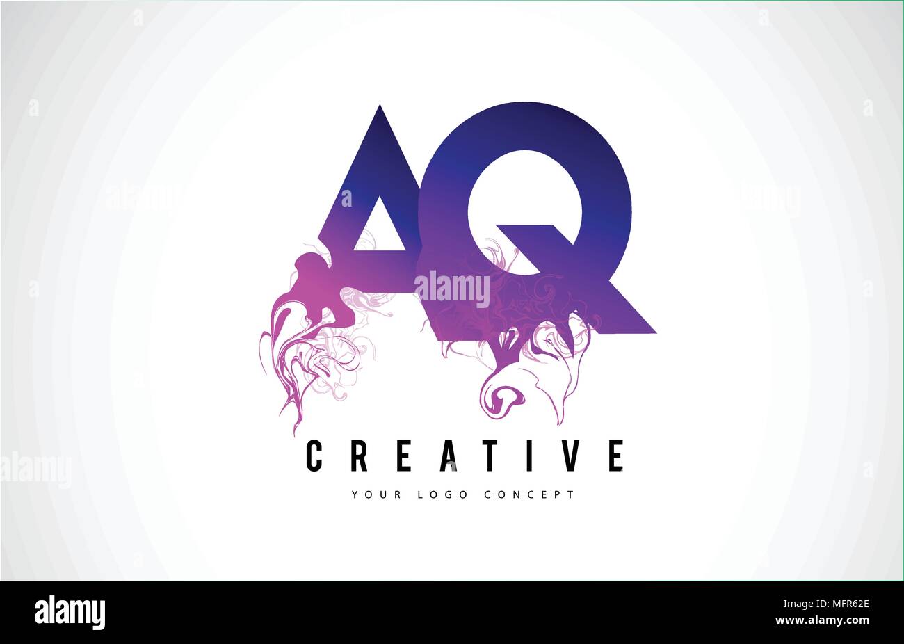 AQ A Q Purple Letter Logo Design with Creative Liquid Effect Flowing Vector Illustration. Stock Vector
