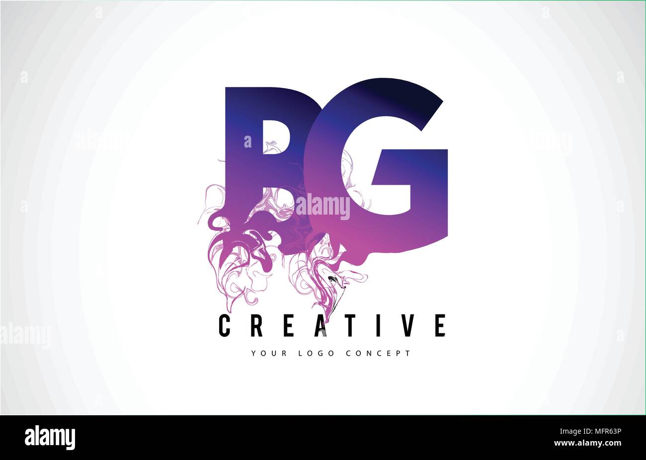 BG B G Purple Letter Logo Design with Creative Liquid Effect Flowing Vector Illustration. Stock Vector