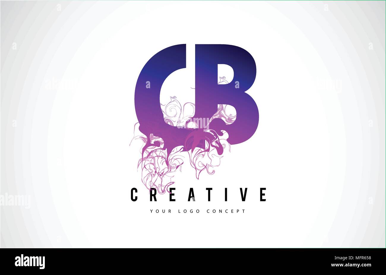 CB C B Purple Letter Logo Design with Creative Liquid Effect Flowing ...