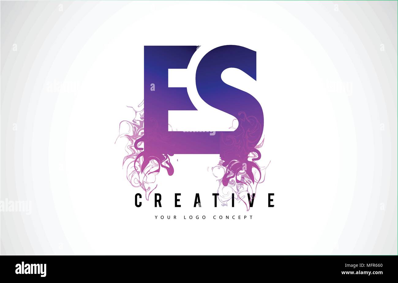 ES E S Purple Letter Logo Design with Creative Liquid Effect Flowing ...