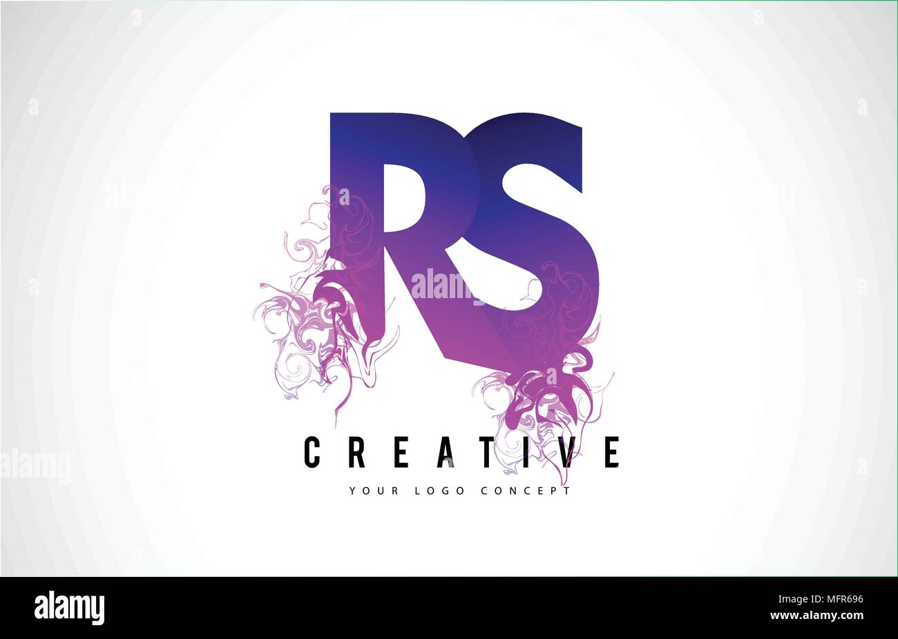 RS R S Purple Letter Logo Design with Creative Liquid Effect Flowing Vector Illustration. Stock Vector