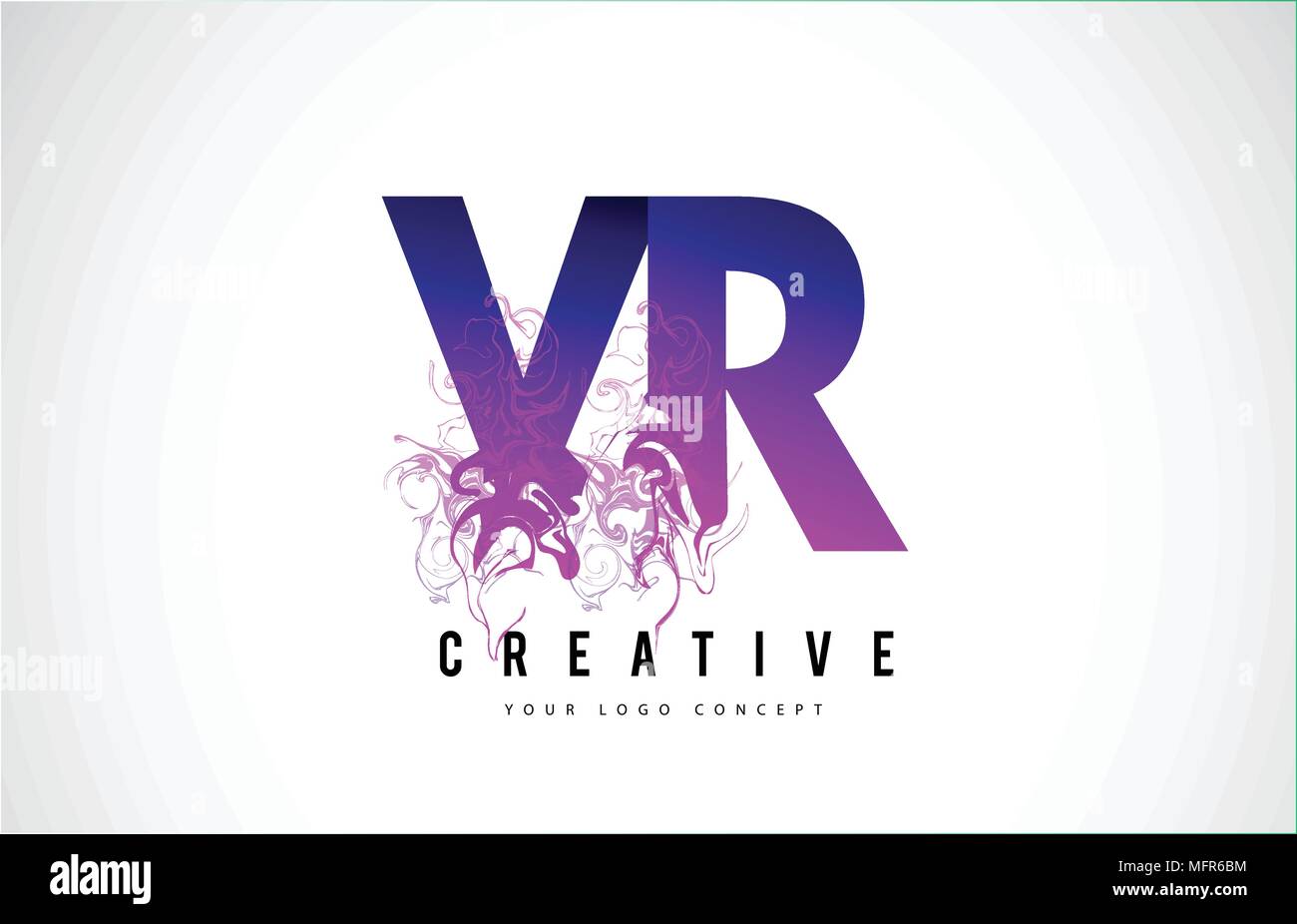 VR V R Purple Letter Logo Design with Creative Liquid Effect Flowing ...