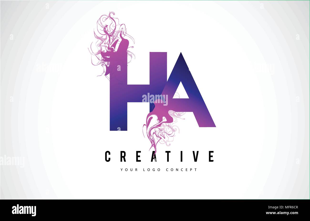 HA H A Purple Letter Logo Design with Creative Liquid Effect Flowing Vector Illustration. Stock Vector