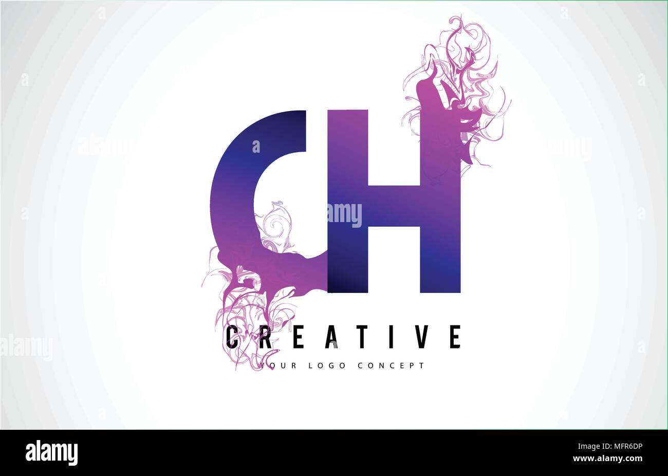 CH C H Purple Letter Logo Design with Creative Liquid Effect Flowing ...