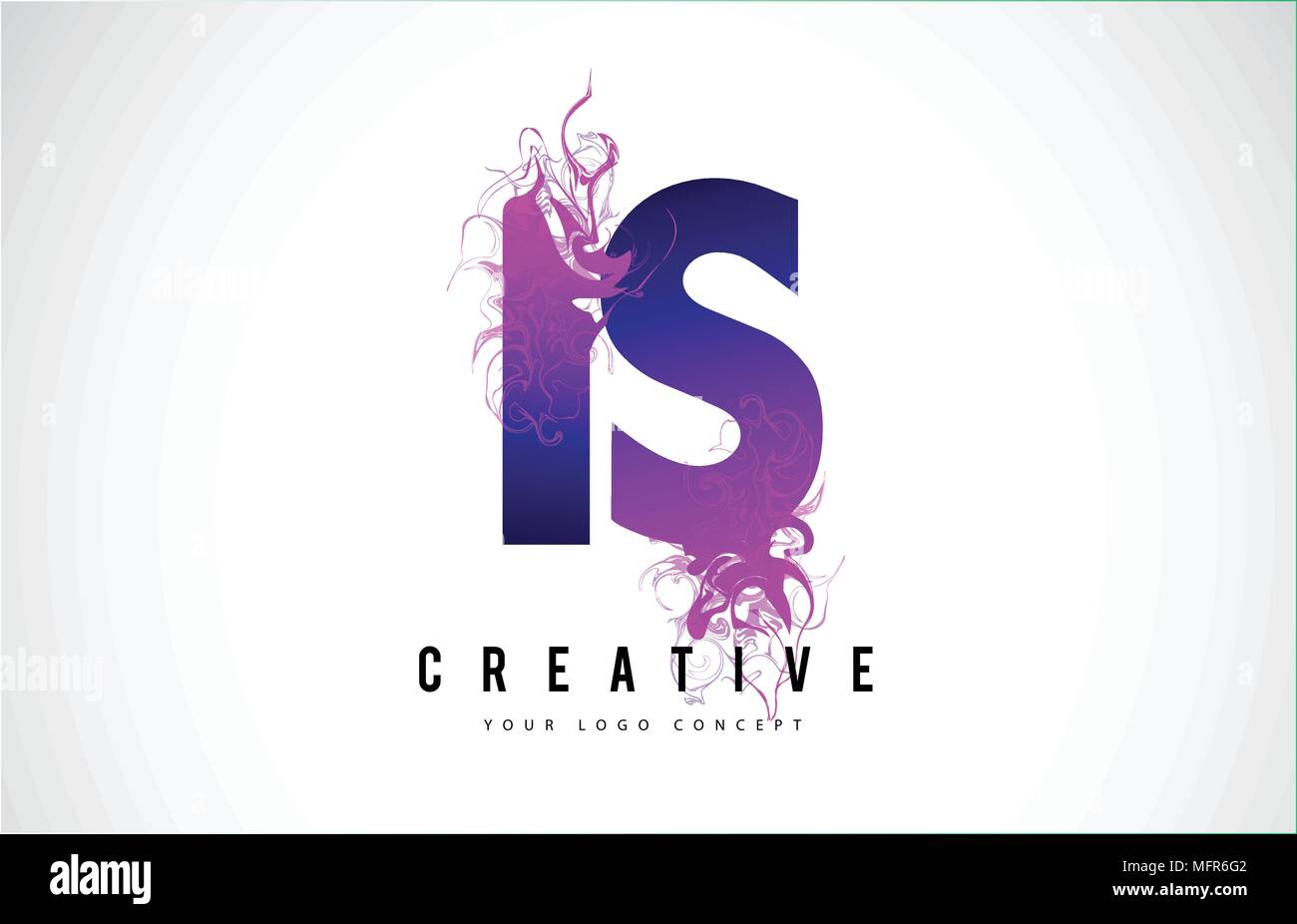 IS I S Purple Letter Logo Design with Creative Liquid Effect Flowing Vector Illustration. Stock Vector