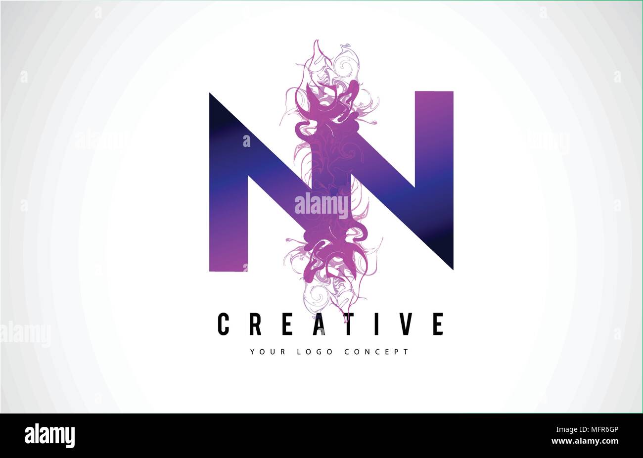 NN N N Purple Letter Logo Design with Creative Liquid Effect Flowing Vector Illustration. Stock Vector