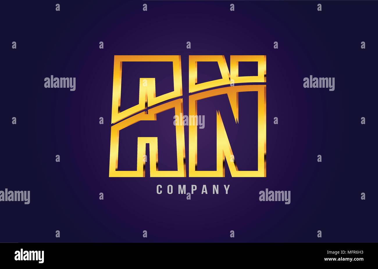 gold golden alphabet letter an a n logo combination design suitable for ...