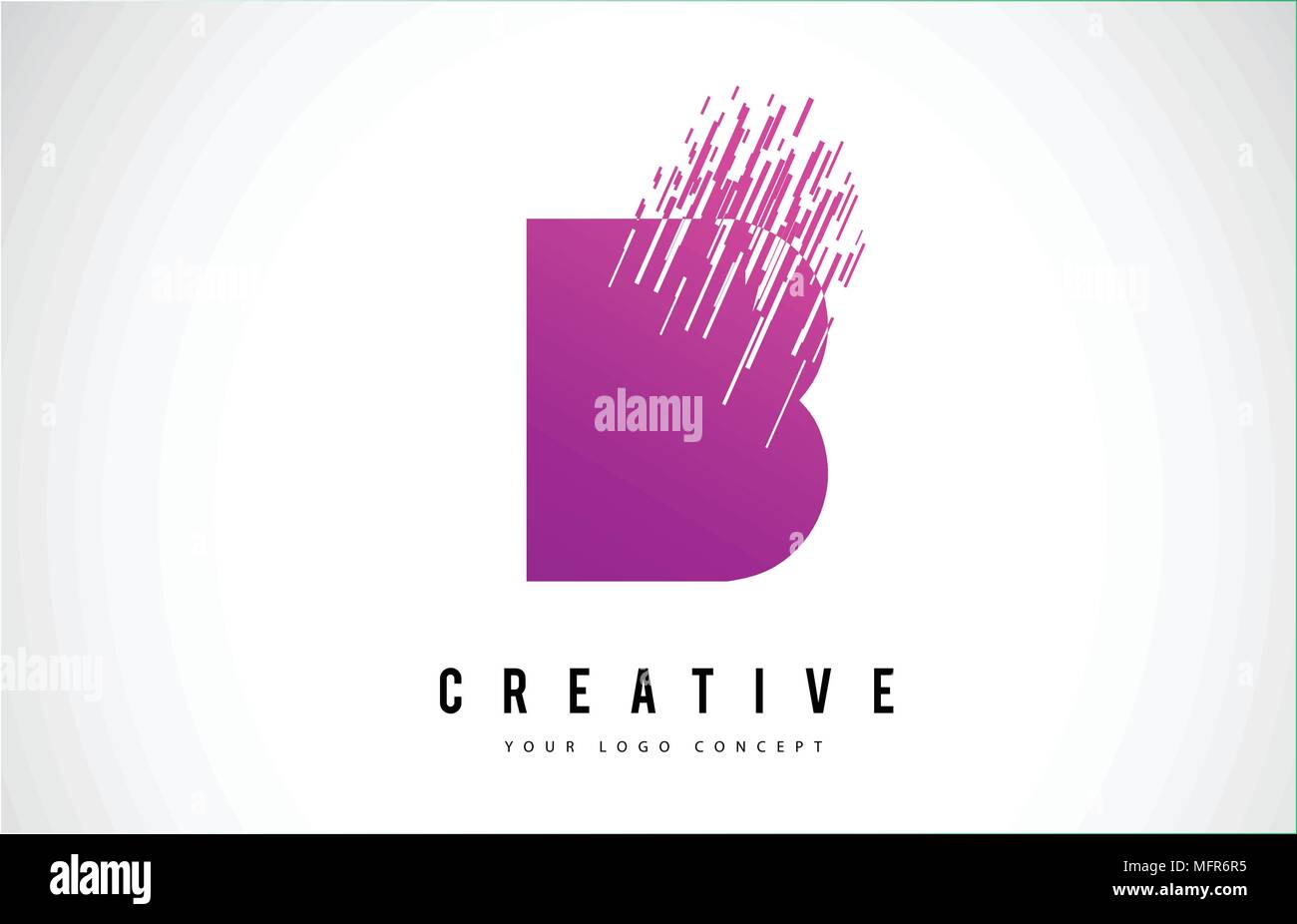 B Letter Logo Design with Purple Colors and Shattered Creative Particle ...