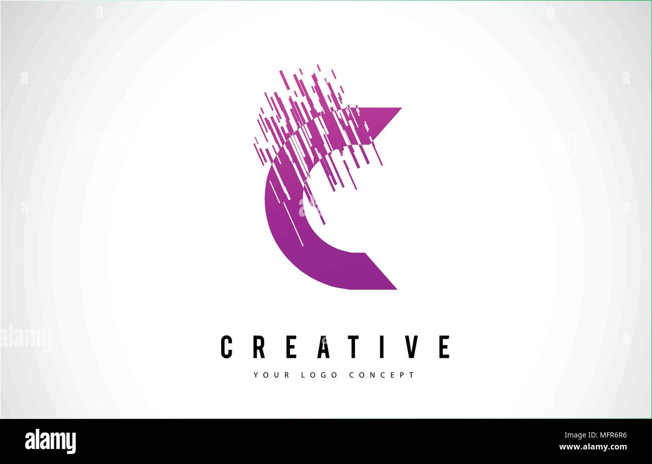C Letter Logo Design with Purple Colors and Shattered Creative Particle ...