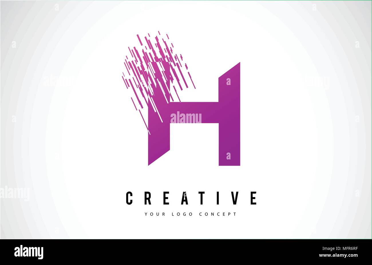 H Letter Logo Design with Purple Colors and Shattered Creative Particle ...