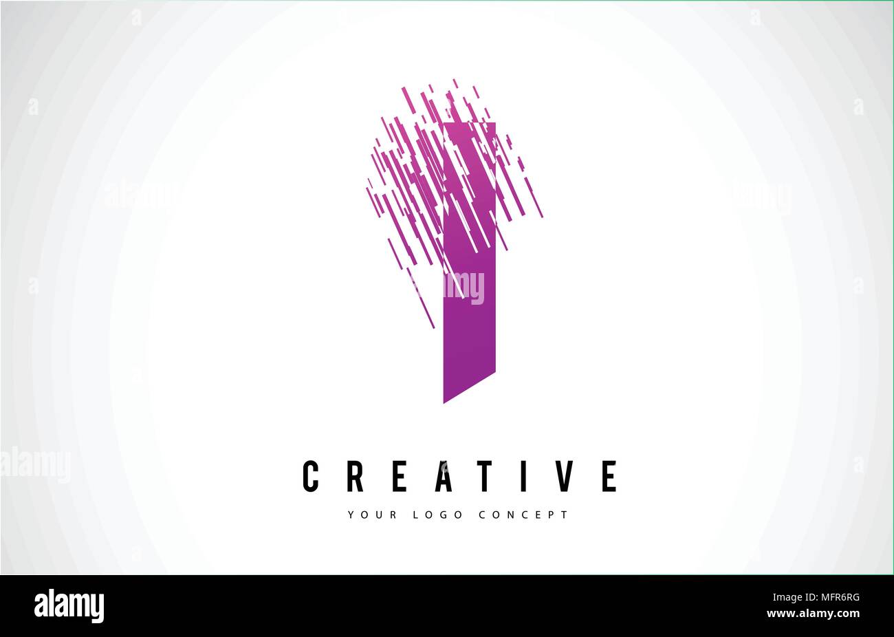 I Letter Logo Design with Purple Colors and Shattered Creative Particle ...