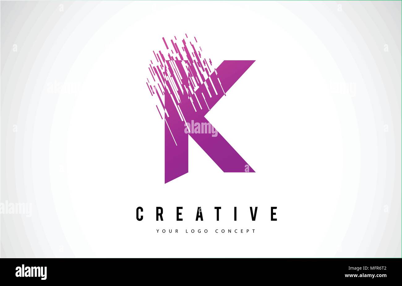 K Letter Logo Design with Purple Colors and Shattered Creative Particle ...