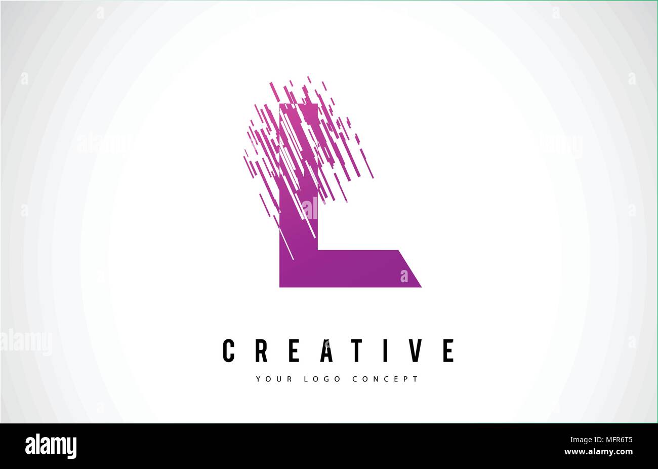 L Letter Logo Design with Purple Colors and Shattered Creative Particle ...