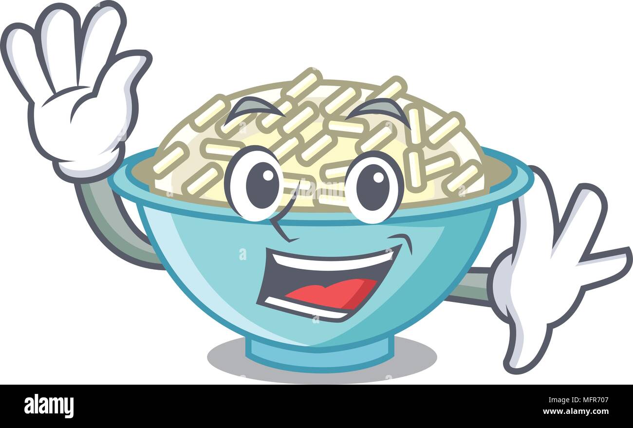 Waiving Rice Waving rice bowl character cartoon Stock Vector Image & Art - Alamy