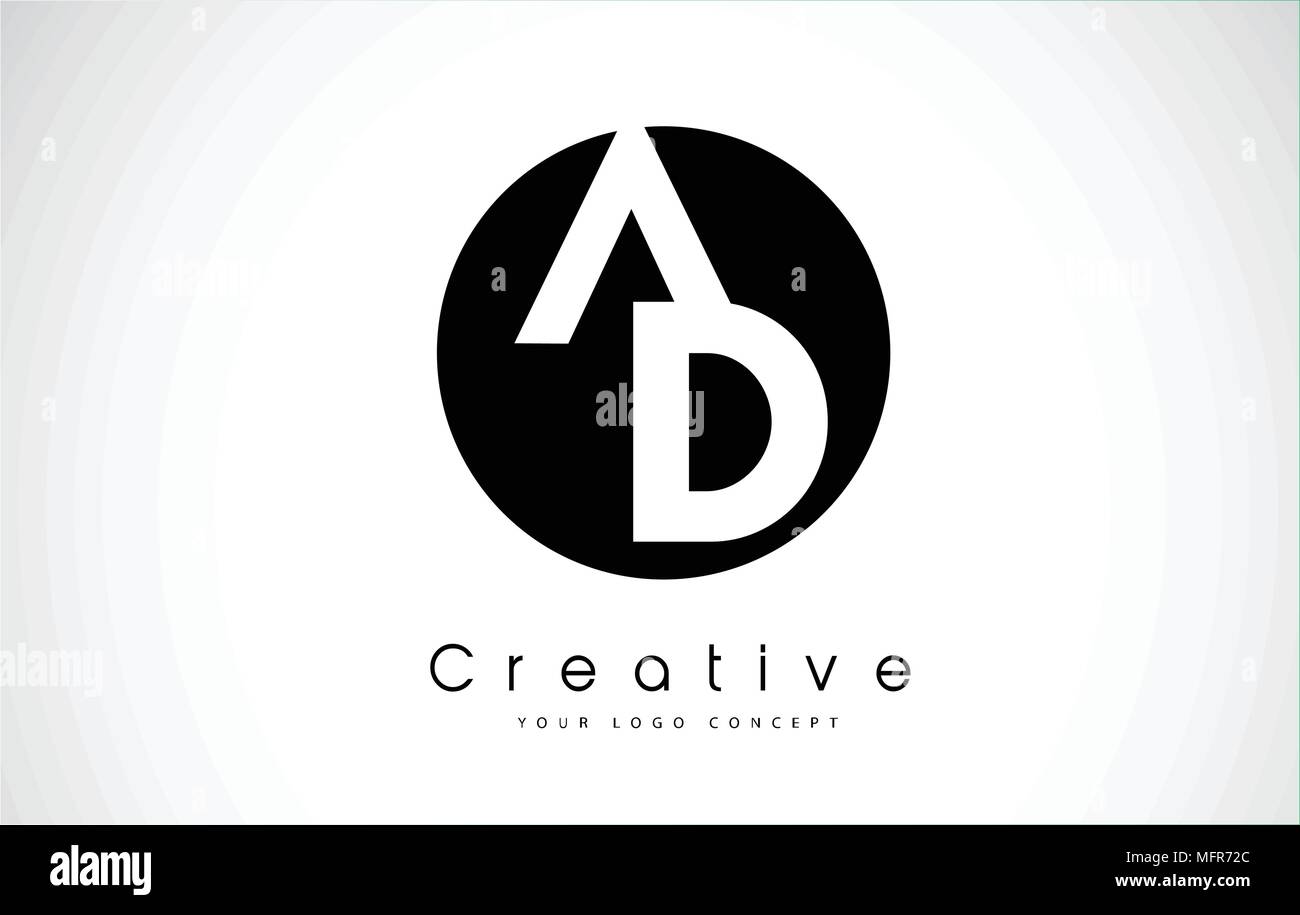AD Letter Logo Design inside a Black Circle. Creative Lettering Logo ...