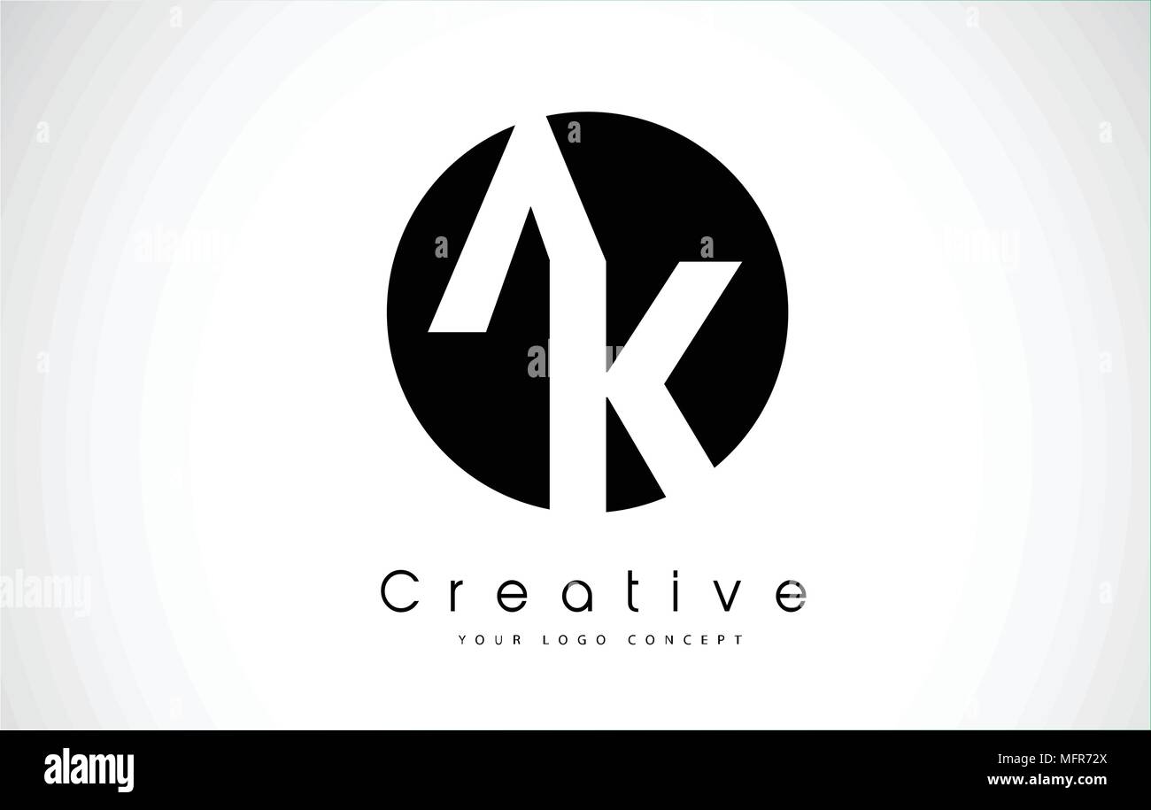 AK Letter Logo Design inside a Black Circle. Creative Lettering Logo ...