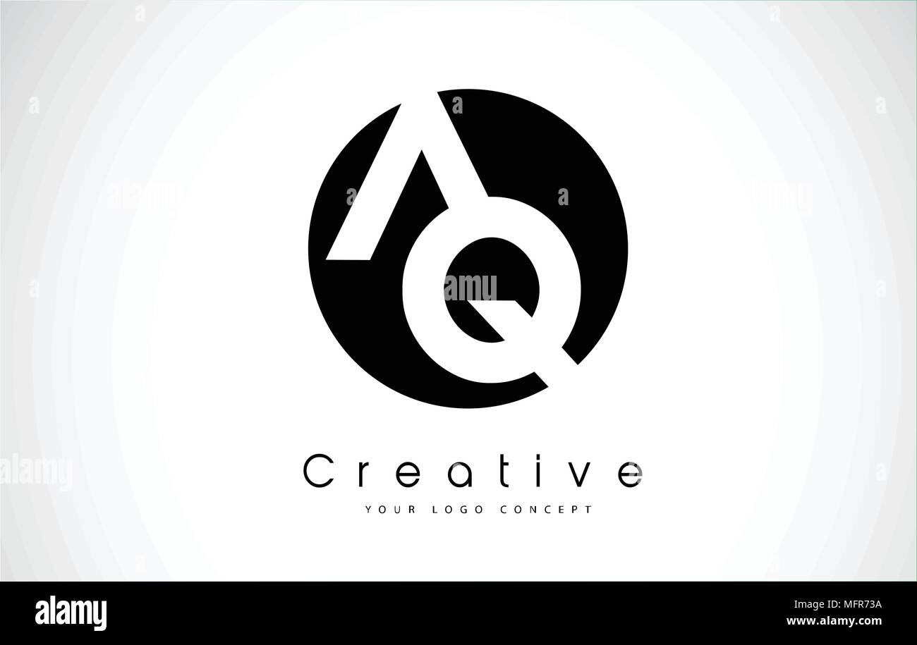 AQ Letter Logo Design inside a Black Circle. Creative Lettering Logo ...