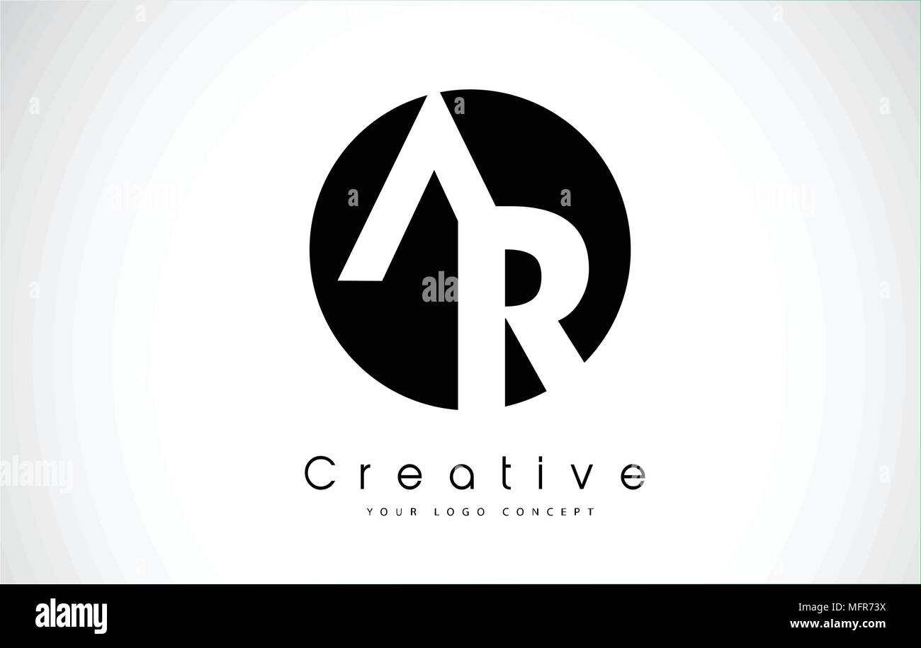AR Letter Logo Design inside a Black Circle. Creative Lettering Logo ...