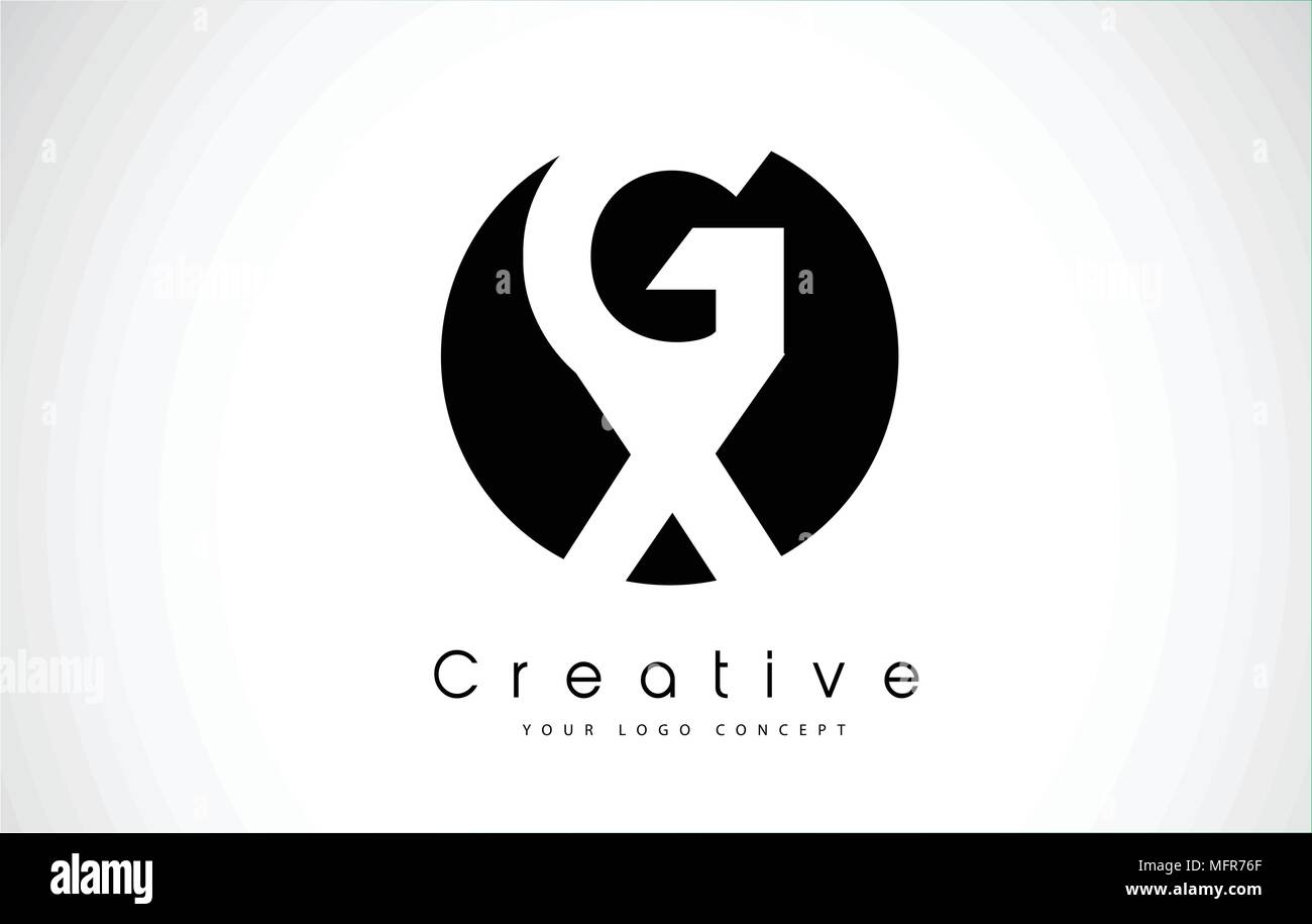 GX Letter Logo Design inside a Black Circle. Creative Lettering Logo Vector Illustration. Stock Vector