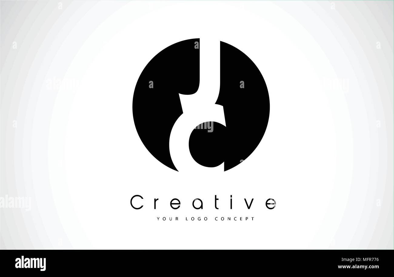 JC Letter Logo Design inside a Black Circle. Creative Lettering Logo ...