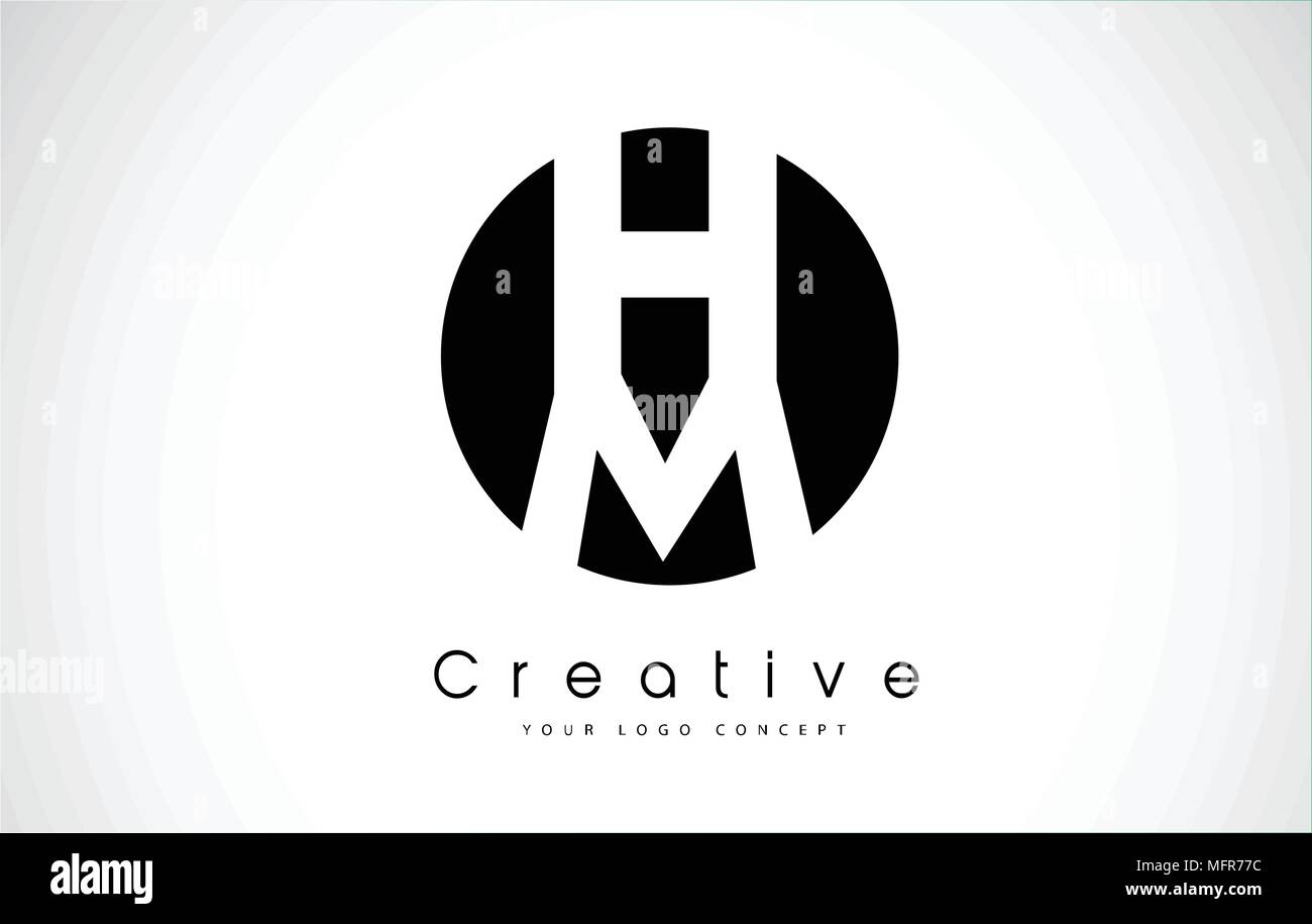 MH Letter Logo Design inside a Black Circle. Creative Lettering Logo ...