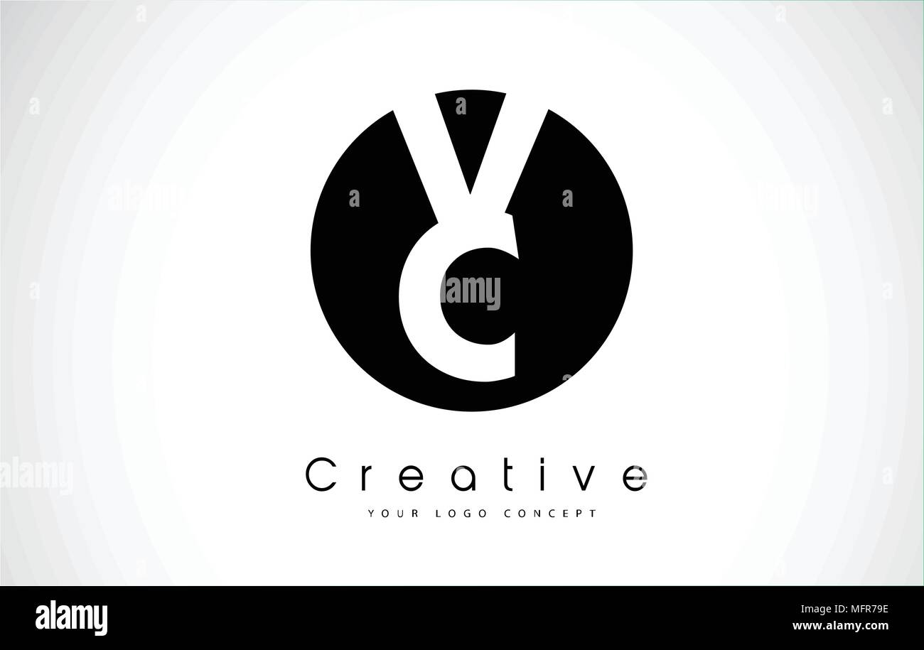 VC Letter Logo Design inside a Black Circle. Creative Lettering Logo ...