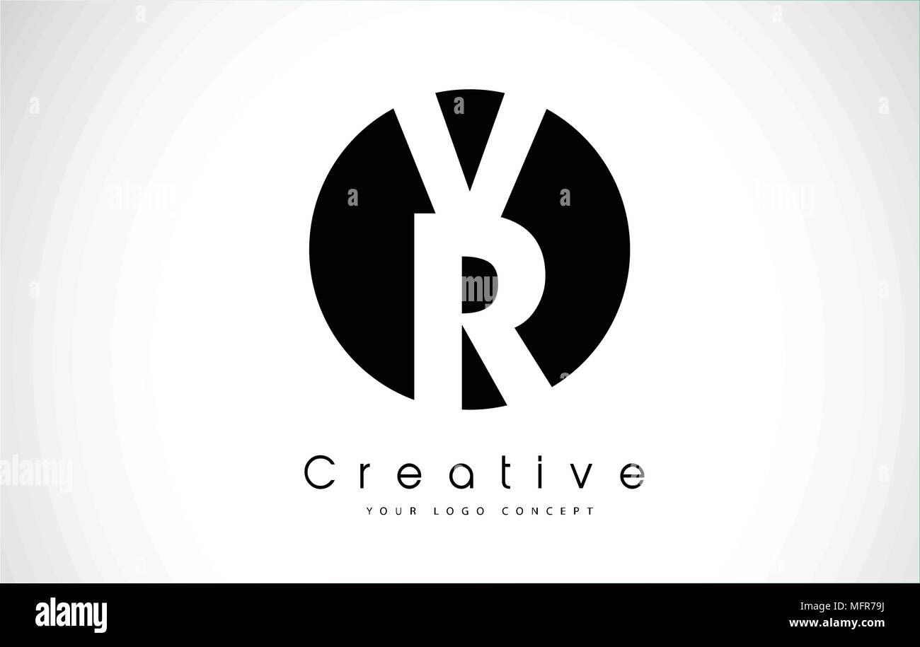 VR Letter Logo Design inside a Black Circle. Creative Lettering Logo ...