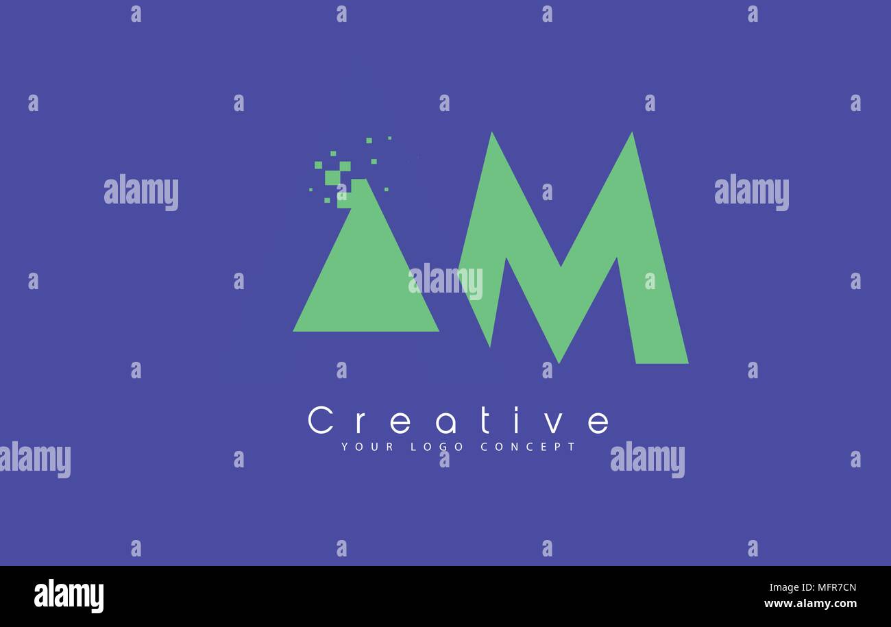 AM Letter Logo Design With Negative Space Concept in Blue and Green ...
