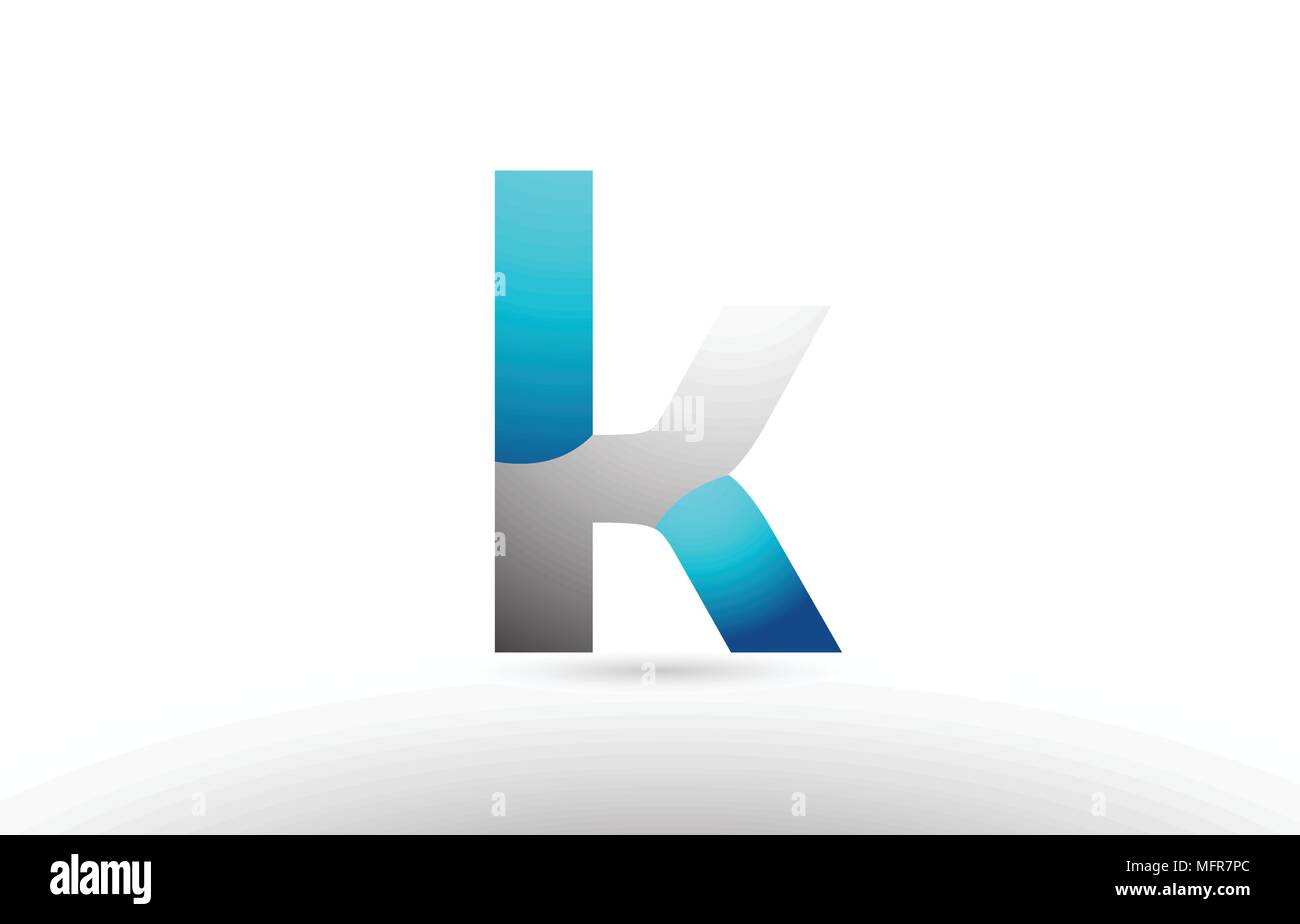 grey blue alphabet letter k logo 3d design suitable for a company or ...