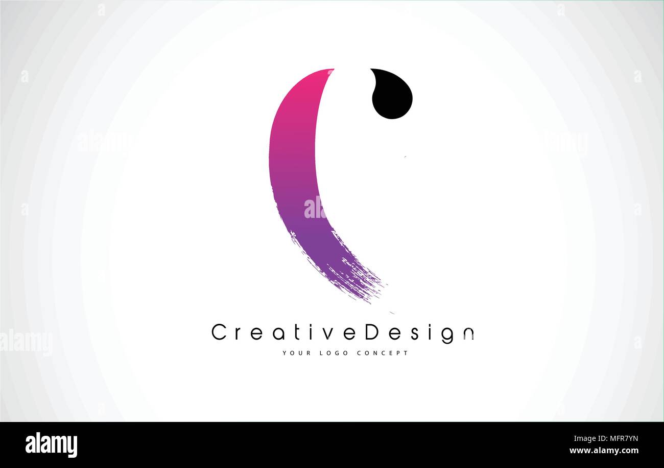 C Letter Logo Design with Creative Pink Purple Brush Stroke Vector ...
