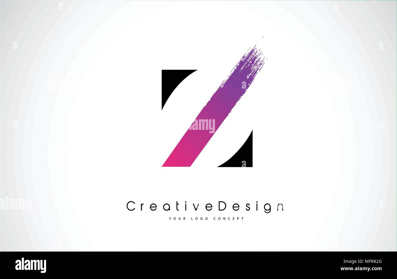 Z Letter Logo Design with Creative Pink Purple Brush Stroke Vector ...