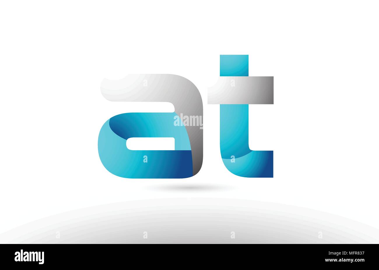 grey blue alphabet letter at a t logo 3d design suitable for a company ...