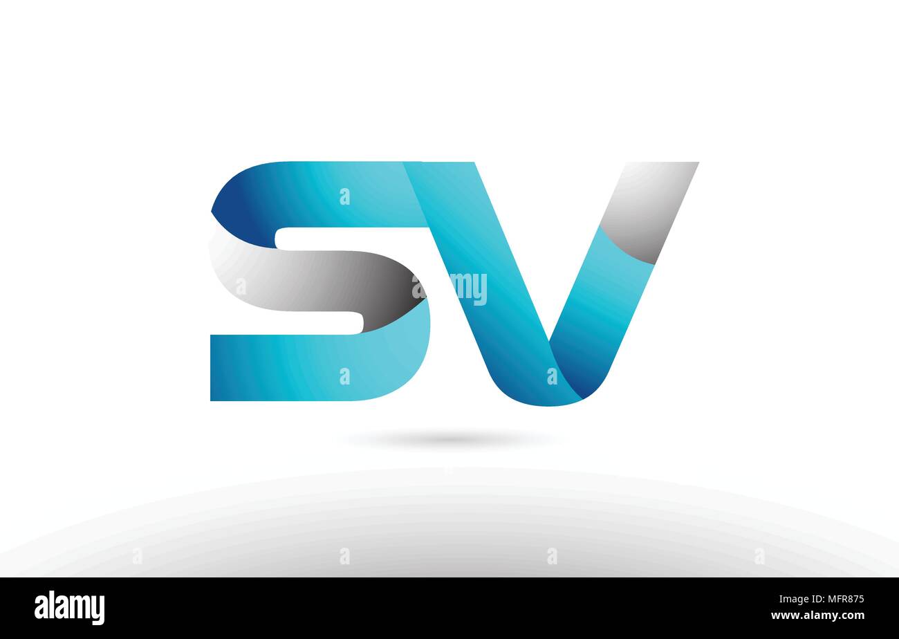 grey blue alphabet letter sv s v logo 3d design suitable for a company ...