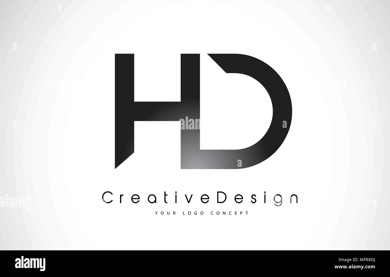 Hd H D Letter Logo Design In Black Colors Creative Modern Letters