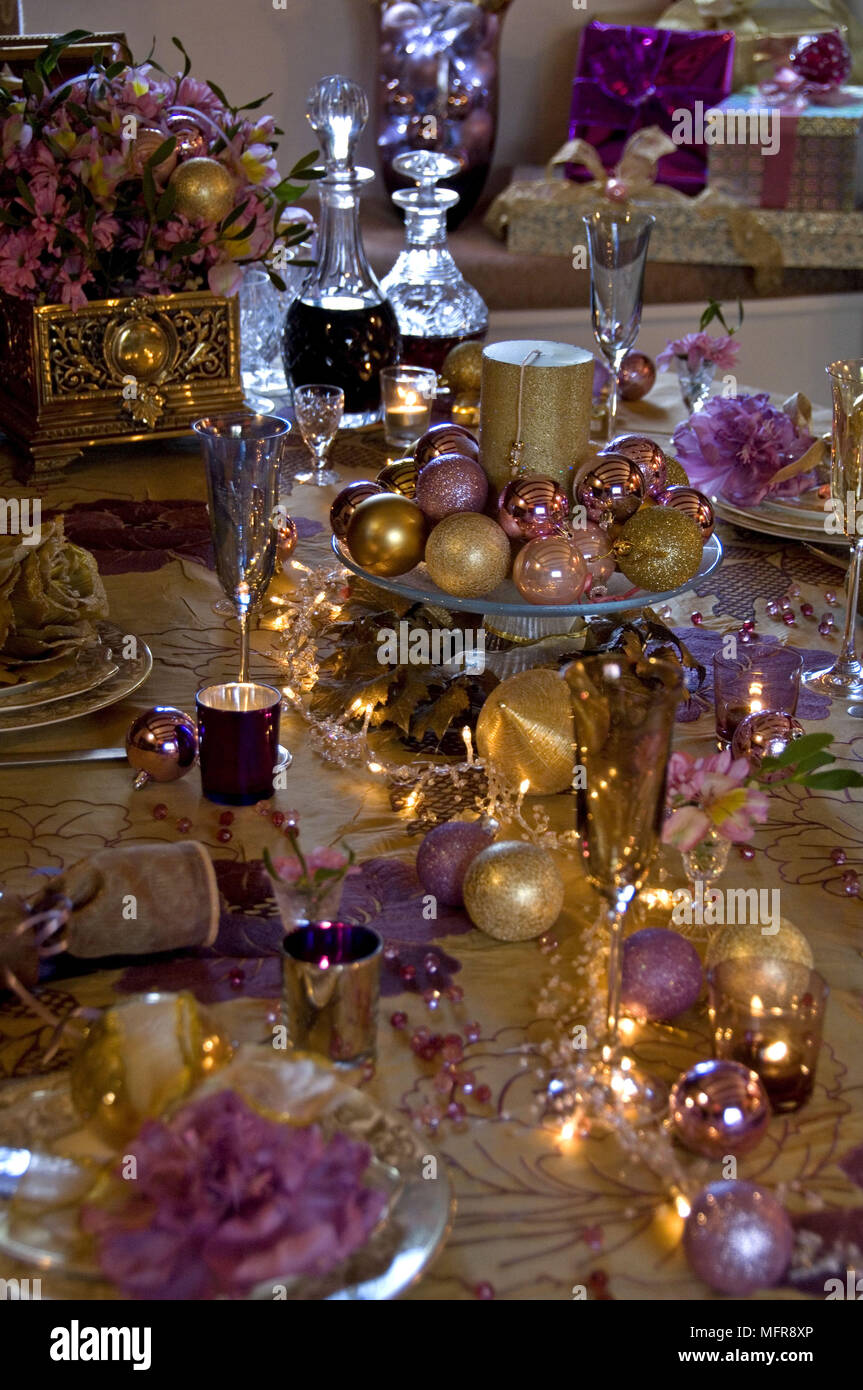 Pink Purple Christmas Baubles Close Stock Photos Pink Purple