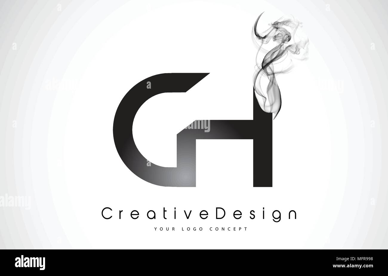 CH Letter Logo Design with Black Smoke. Creative Modern Smoke Letters ...