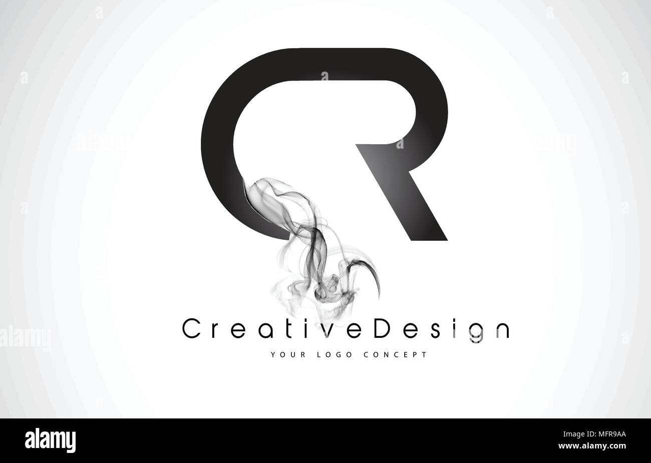 CR Letter Logo Design with Black Smoke. Creative Modern Smoke Letters Vector Icon Logo Illustration. Stock Vector