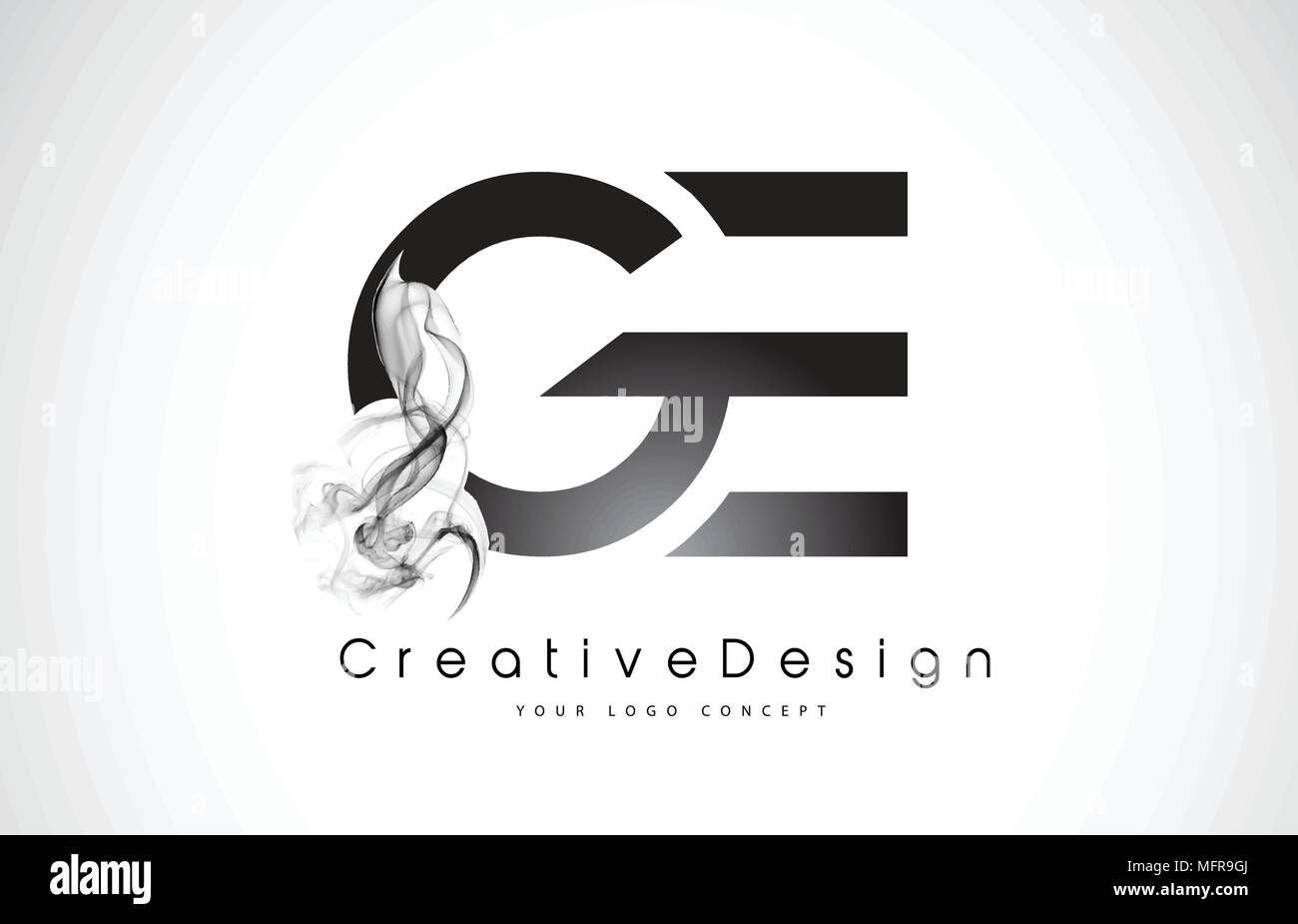 GE Letter Logo Design with Black Smoke. Creative Modern Smoke Letters ...