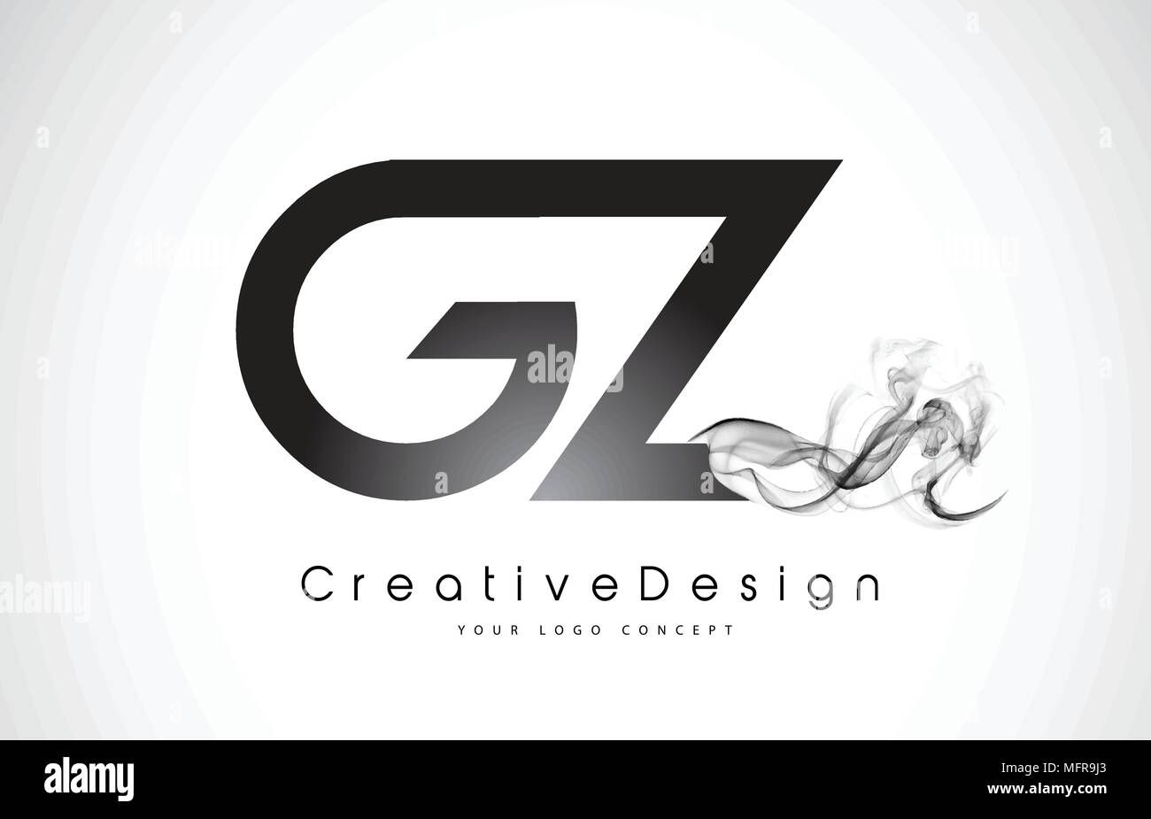 GZ Letter Logo Design with Black Smoke. Creative Modern Smoke Letters Vector Icon Logo Illustration. Stock Vector