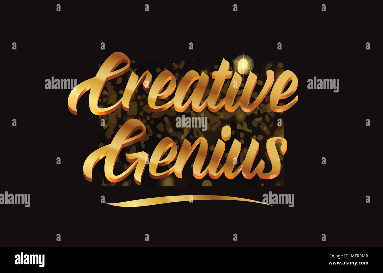 creative genius gold word text with sparkle and glitter background