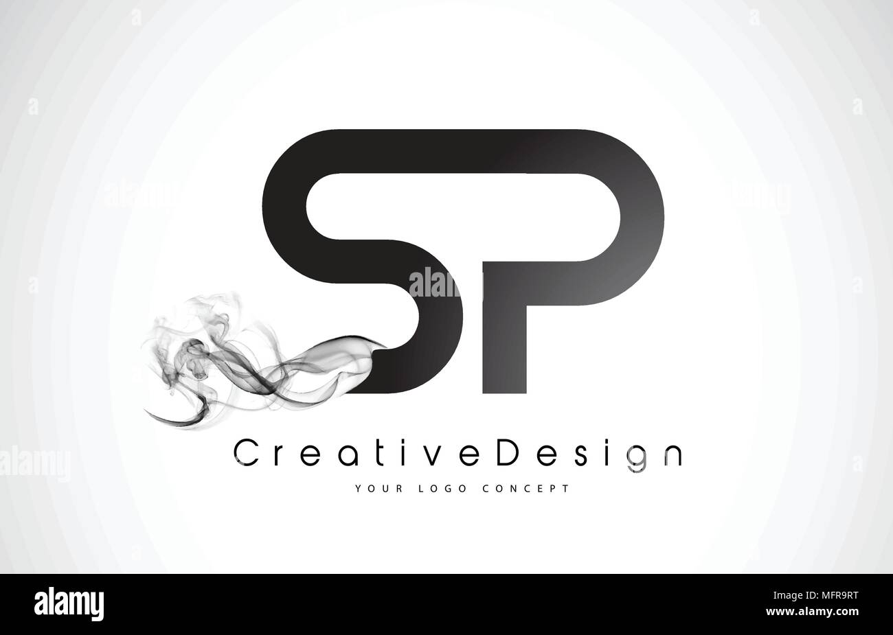SP Letter Logo Design with Black Smoke. Creative Modern Smoke Letters Vector Icon Logo Illustration. Stock Vector